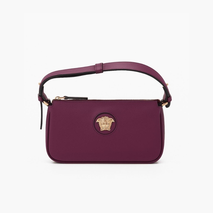 Geantă de umăr Versace, piele naturală, mov, 22x15cm