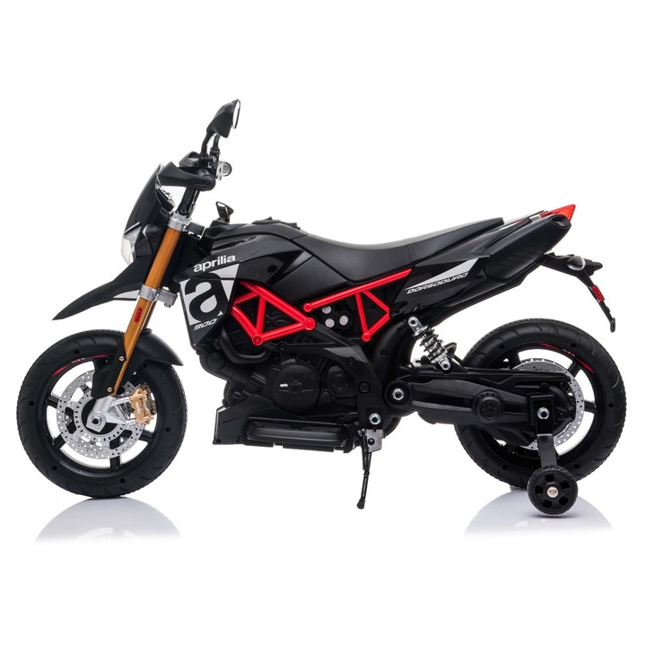 Електрически мотор за деца Tea Sports APRILIA DORSODURO 900, 2 двигателя 18W, меки EVA колела, черен, 108x48x71см