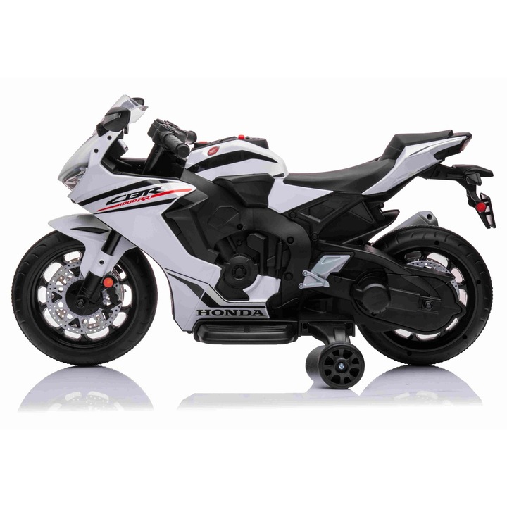 Електрически мотоциклет Tea Sports Honda CBR 1000RR, 30W мотор, подвижни помощни колела, бял, 90x44x52см