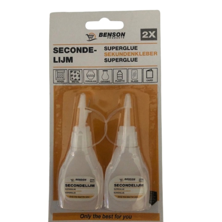 Set adeziv universal Benson, 2 flacoane x 10g, incolor, super rapid