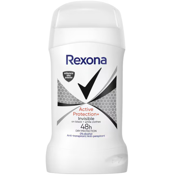 Deodorant stick Rexona, Active Protection + Invisible, 50 ml, pentru femei, antiperspirant, format solid