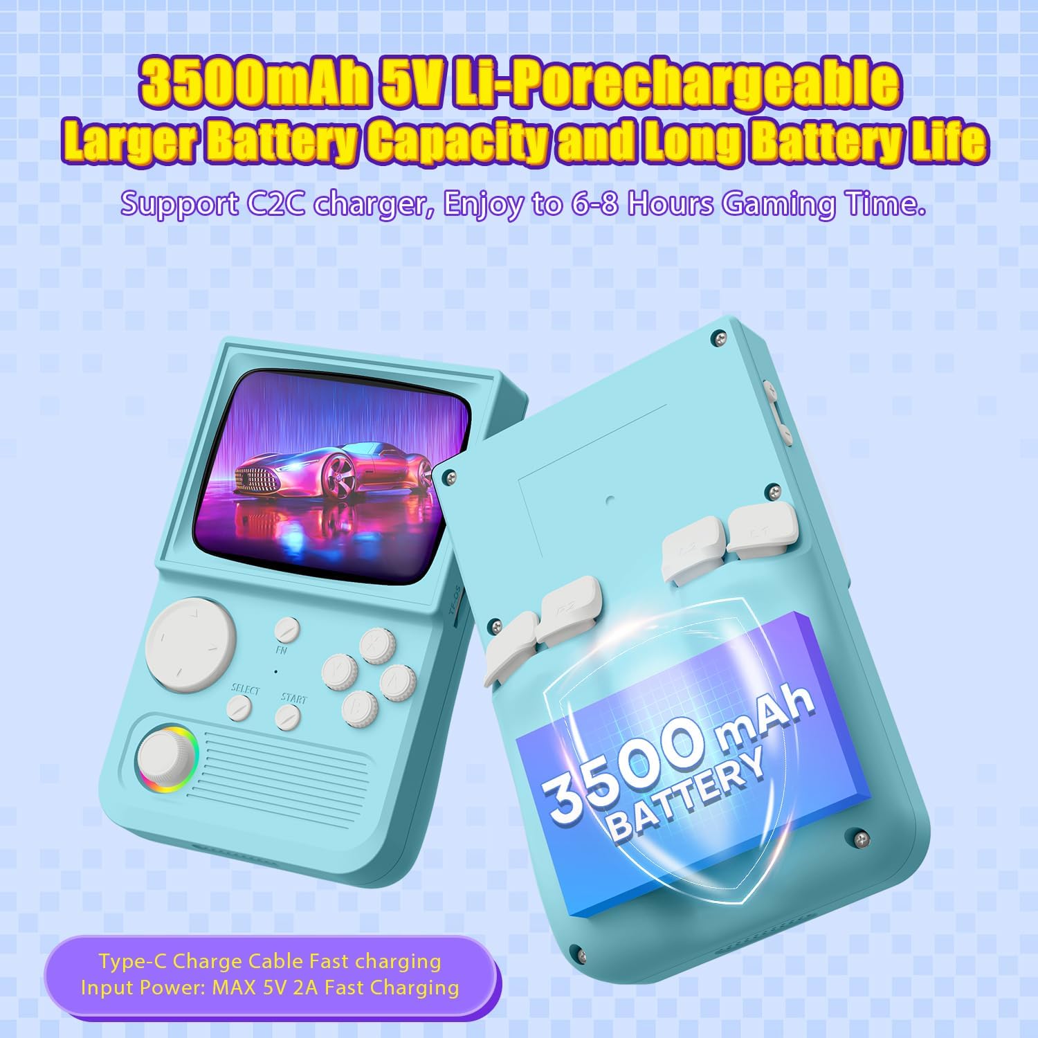 Consola portabila retro R36T, XONGSOR®, 64GB, 18000+ jocuri, ecran IPS 3.5", WiFi, baterie 3500mAh, albastru