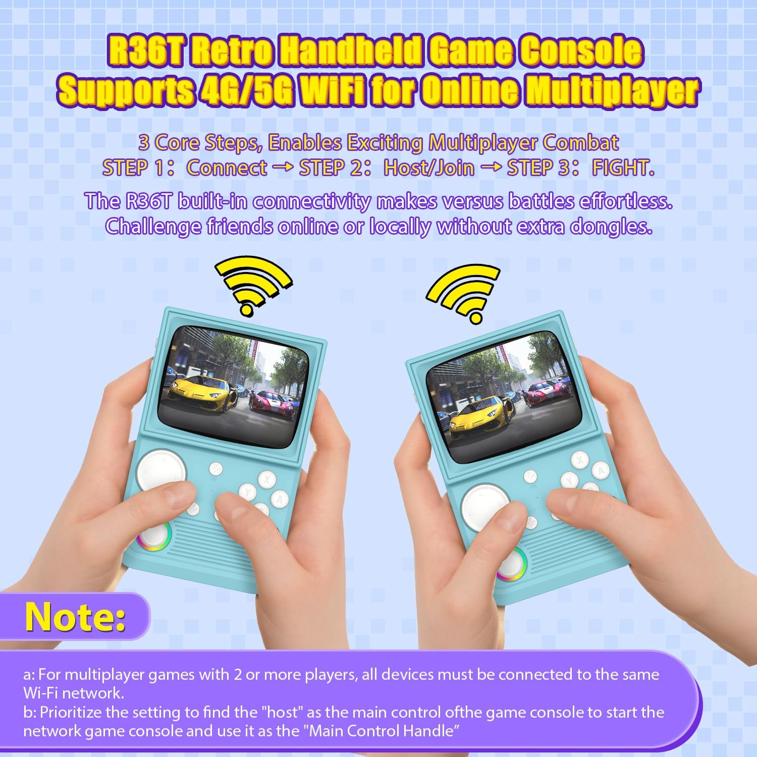 Consola portabila retro R36T, XONGSOR®, 64GB, 18000+ jocuri, ecran IPS 3.5", WiFi, baterie 3500mAh, albastru
