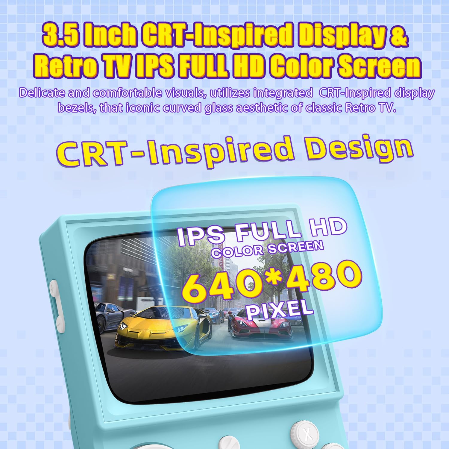 Consola portabila retro R36T, XONGSOR®, 64GB, 18000+ jocuri, ecran IPS 3.5", WiFi, baterie 3500mAh, albastru