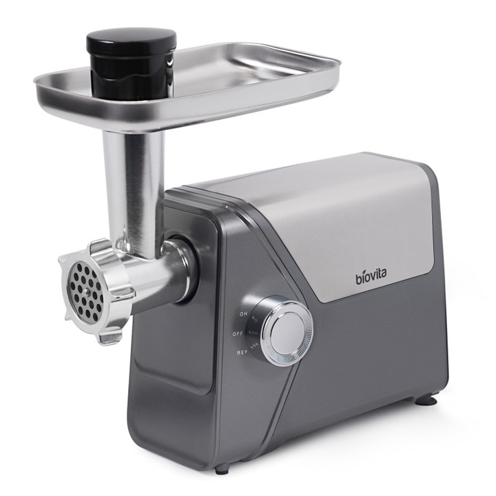 Masina de tocat carne Biovita MAX-2400, 2400W, cutite inox, tava larga, functie reverse