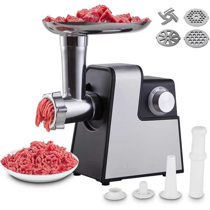 Месомелачка, 1000W, инокс, 3 метални решетки, функция за обръщане