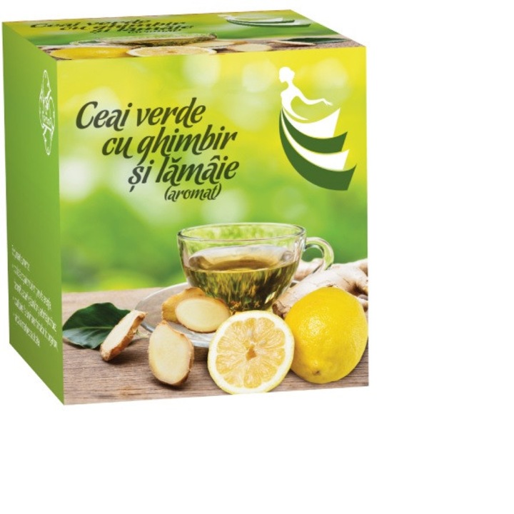 Ceai verde cu ghimbir și lămâie, BIS-NIS, set 20 pliculețe, 30g
