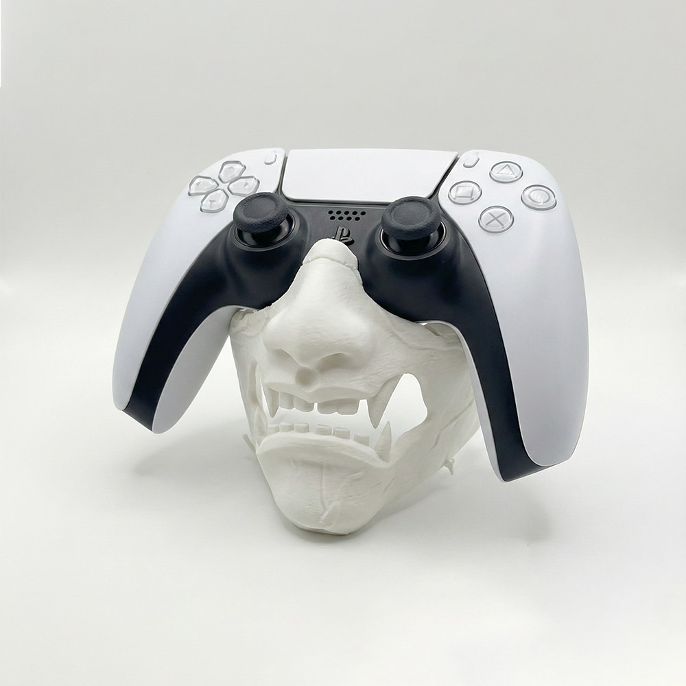 Suport controller gaming, masca Ghost of Yotei, alb, 12x9x9cm - eMAG.ro