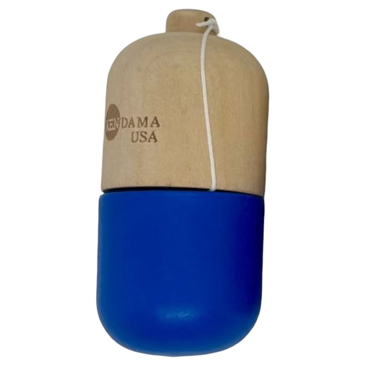 Kendama Dalip USA Kendama Pill Double Cool, Joc de Indemanare, Lemn Fag, Nature and Blue, pentru Copii 9+