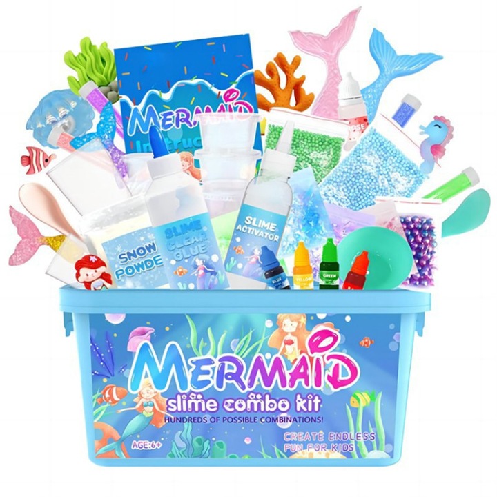 Set Slime, OSPE®, Kit DIY, Tema Inghetata, Spuma Poliuretanica, 3-10 ani，Albastru