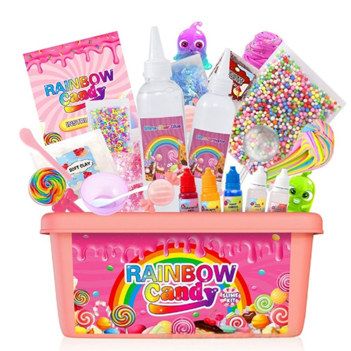 Set Slime, OSPE®, Kit DIY, Tema Inghetata, Spuma Poliuretanica, 3-10 ani，Rosu