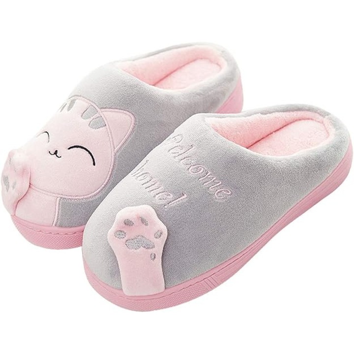 Papuci de casa caldurosi pentru femei, talpa antialunecare, marime 42/43
