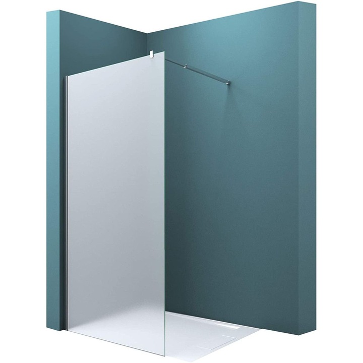 Perete dus Walk-In, sticla securizata sabalata integral 10 mm, stabilizator rotund, dimenesiuni 140 cm, Lotus Efect, Sicilia