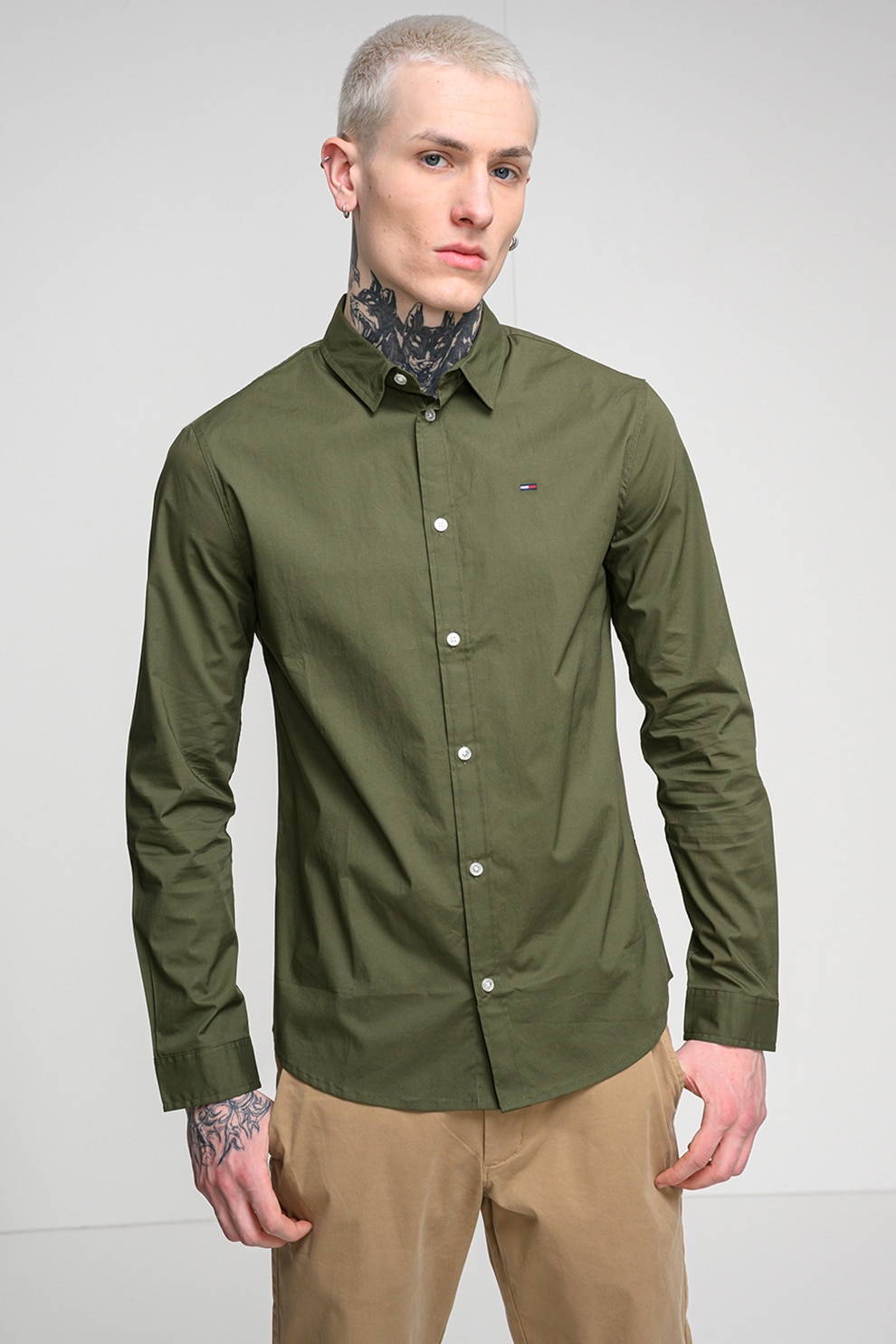 Tommy Jeans, Camasa slim fit, Verde, M