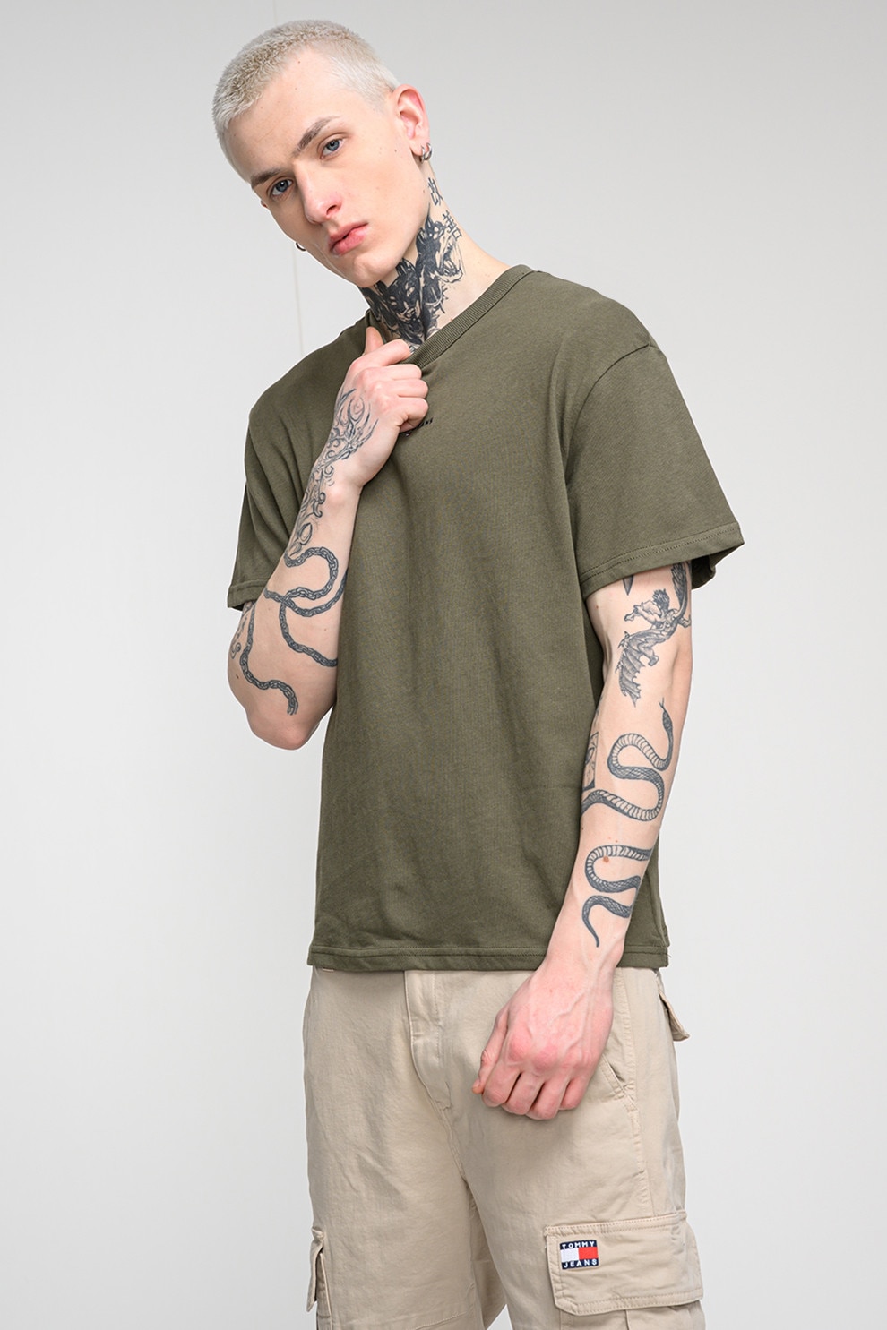 Tommy Jeans, Tricou relaxed fit din bumbac, Verde inchis, L