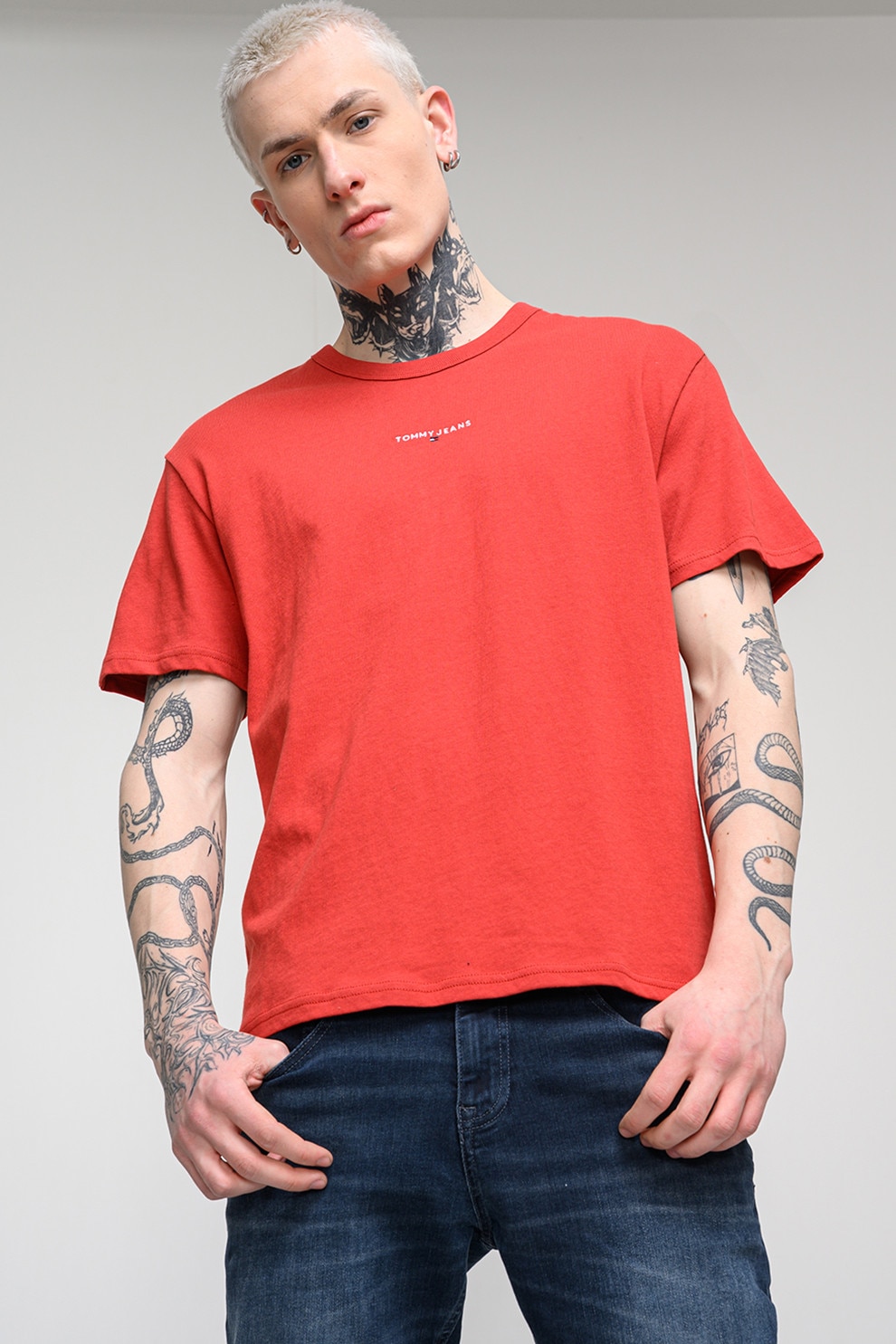 Tommy Jeans, Tricou relaxed fit din bumbac, Caramiziu, M