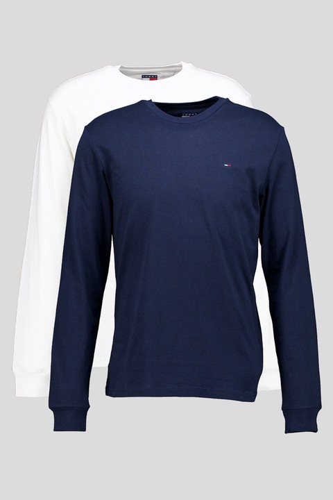 Tommy Jeans, Set de bluze slim fit de bumbac - 2 piese, Alb/Bleumarin