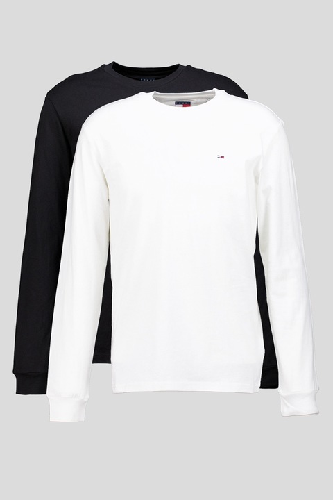 Tommy Jeans, Set de bluze slim fit de bumbac - 2 piese, Alb/Negru