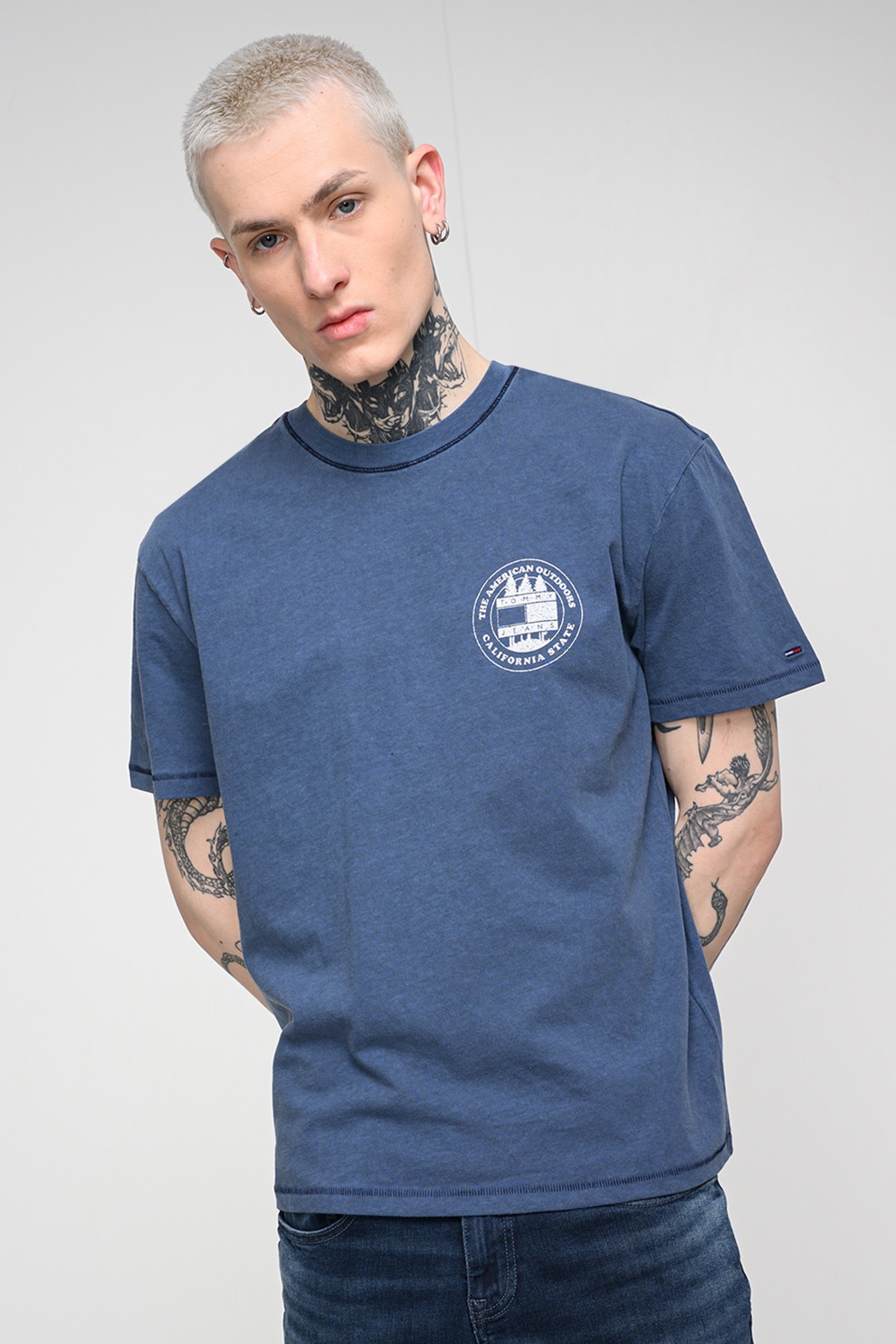 Tommy Jeans, Tricou de bumbac lejer, Bleumarin, L