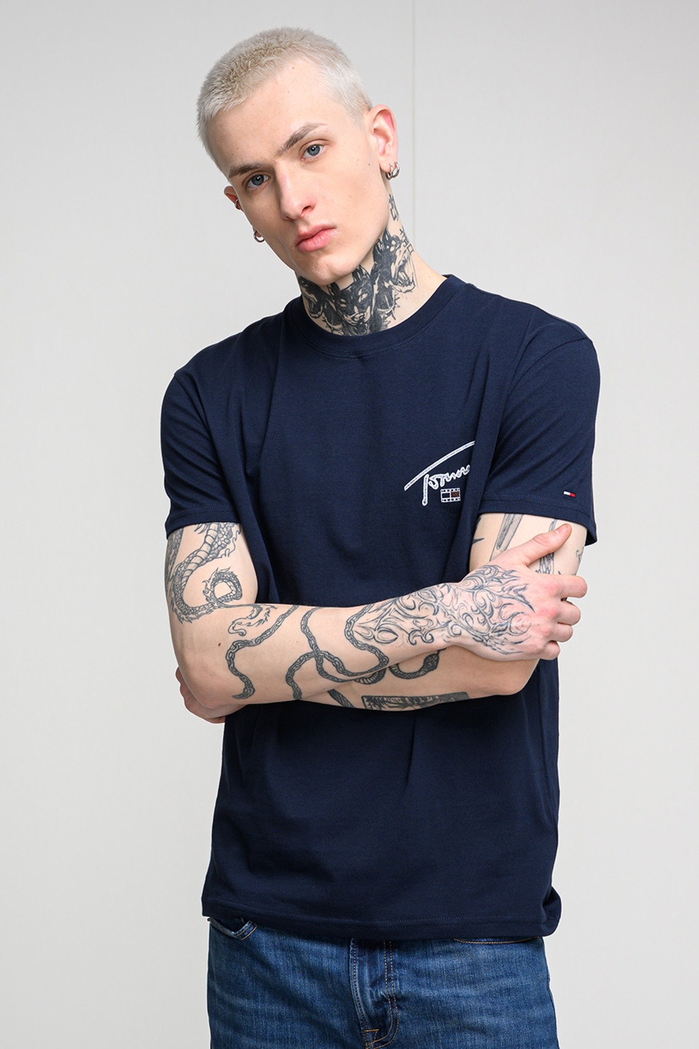 Tommy Jeans, Tricou cu imprimeu logo, Bleumarin, M