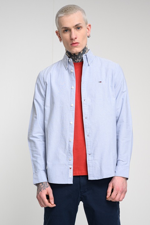 Tommy Jeans, Camasa regular fit cu guler fixat cu nasturi, Albastru lavanda