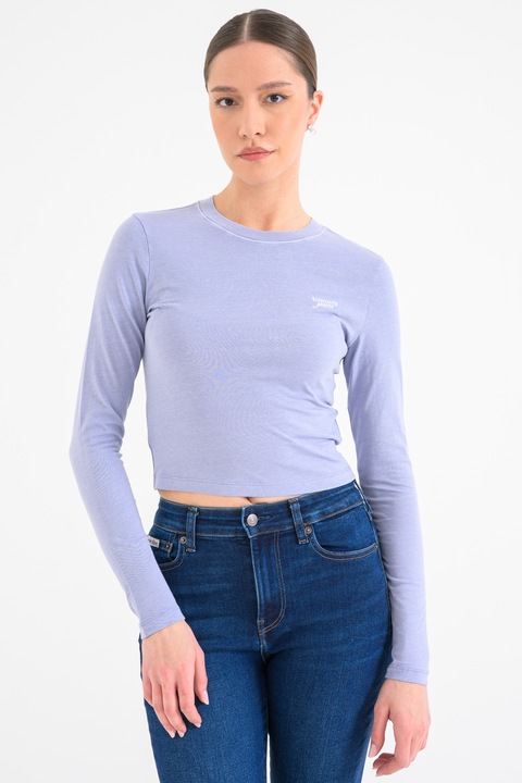 Tommy Jeans, Bluza slim fit de bumbac, Lila pal