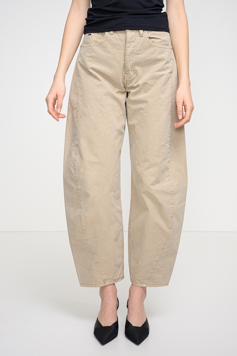 Tommy Jeans, Blugi cu croiala ampla si talie medie Ella, Maro nisip