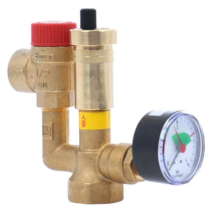 Grup de siguranta KSG, pentru sisteme de incalzire inchise, cu supapa siguranta 3 bari