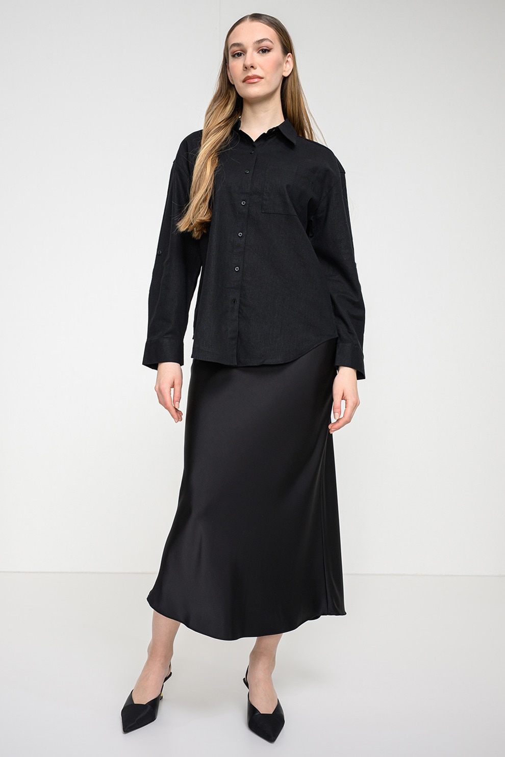 CALVIN KLEIN JEANS, Camasa din amestec de in cu buzunar pe piept, Negru, M