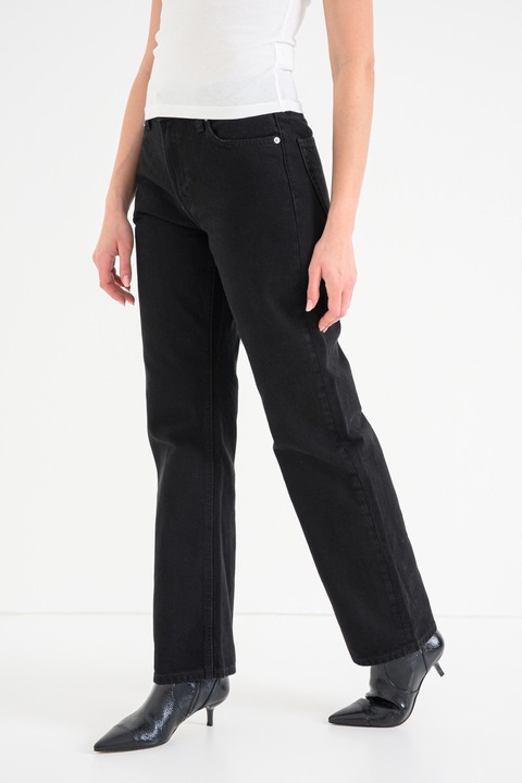 CALVIN KLEIN JEANS, Straight fit farmernadrág középmagas derékrésszel, Fekete