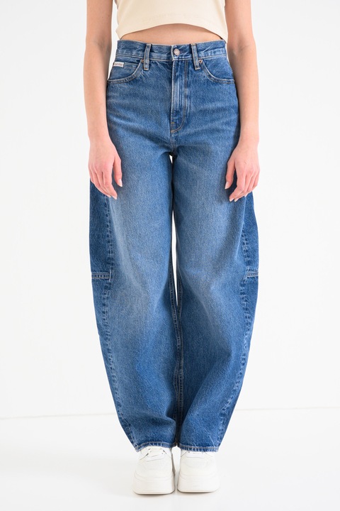CALVIN KLEIN JEANS, Дънки с висока талия, Син меланж
