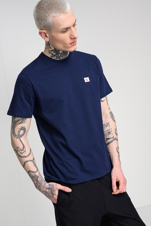 CALVIN KLEIN JEANS, Pamutpóló logóval, Tengerészkék