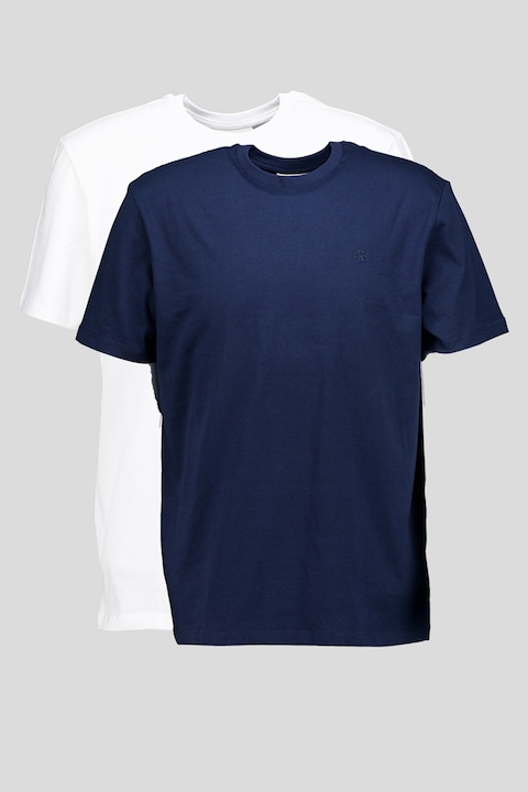 CALVIN KLEIN JEANS, Set de tricouri uni de bumbac - 2 piese, Alb/Bleumarin