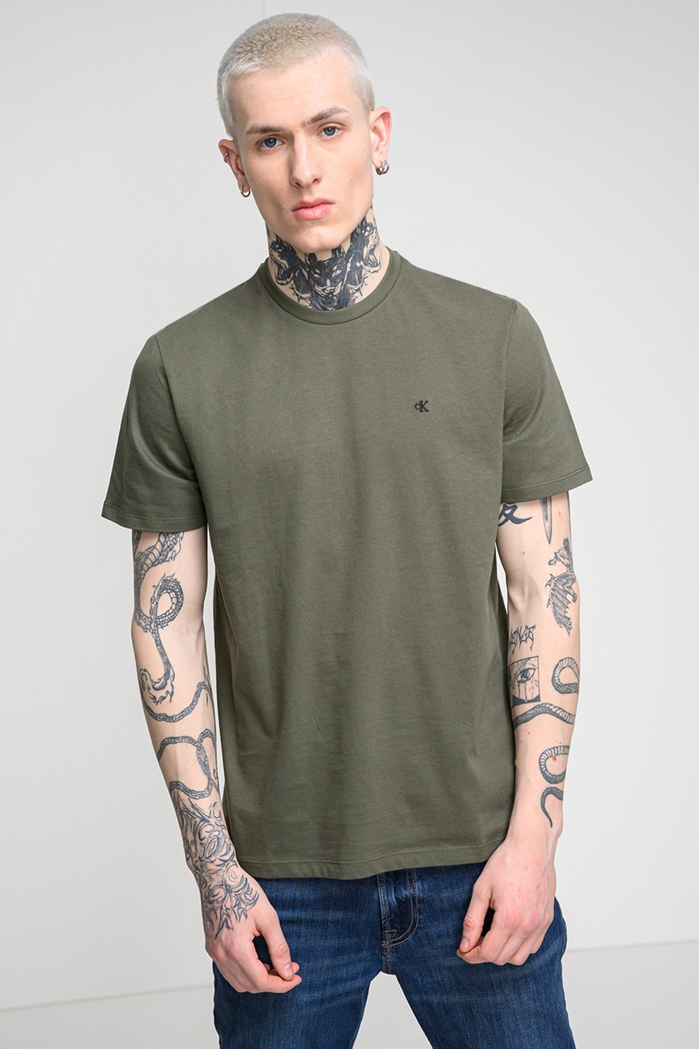 CALVIN KLEIN JEANS, Tricou cu detaliu logo, Verde, XL