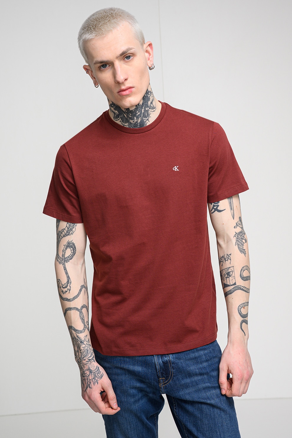 CALVIN KLEIN JEANS, Tricou cu detaliu logo, Caramiziu, XL