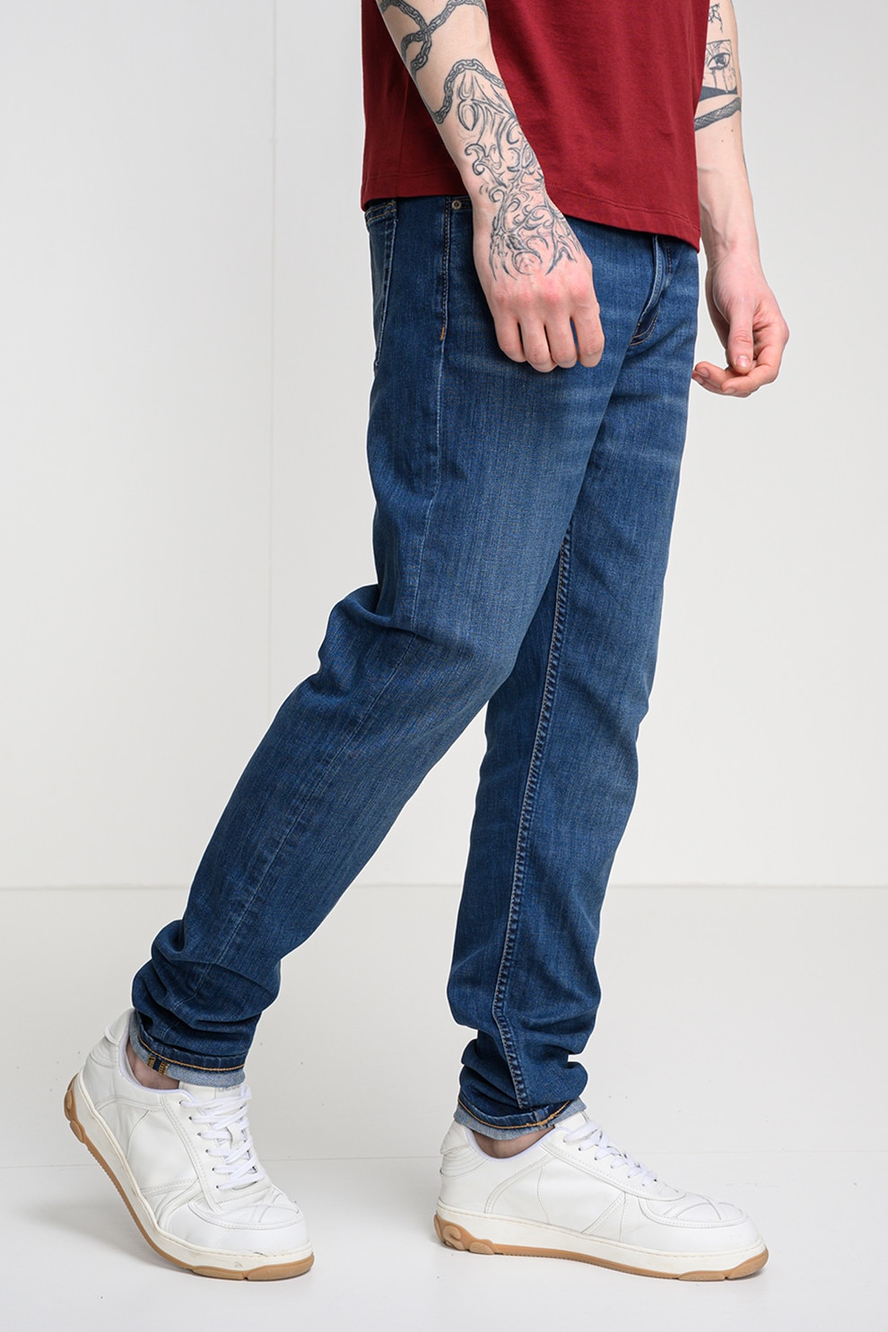 CALVIN KLEIN JEANS, Blui uni cu aplicatie logo, Albastru, W36-L32