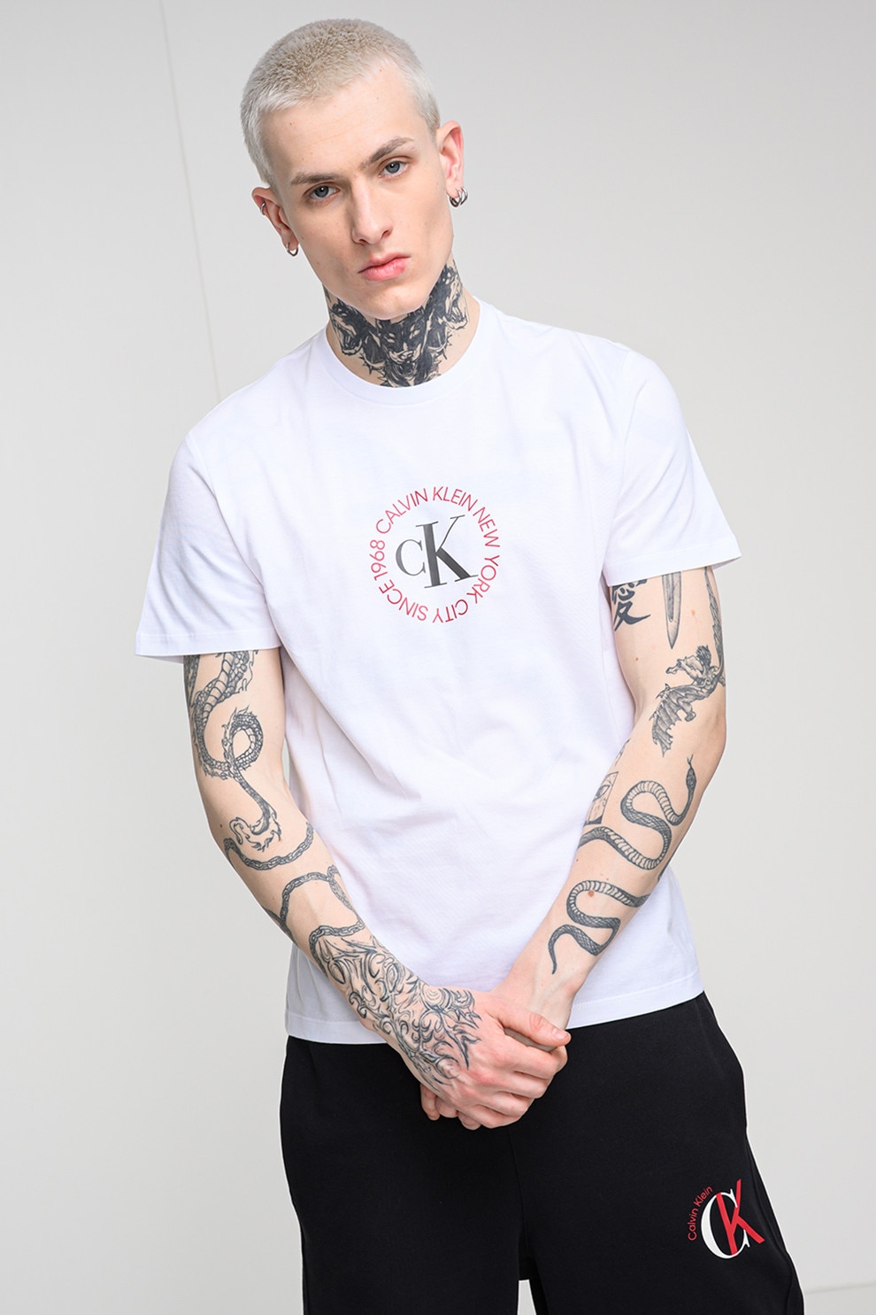 CALVIN KLEIN JEANS, Tricou de bumbac cu logo, Alb optic, XL