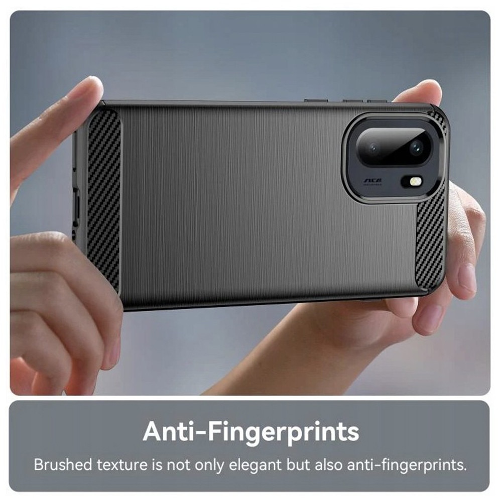 Husa pentru OnePlus 15R, SKYDDAR INNOVATION, Carbon Silicone, din Silicon Slim, cu textura Fibra Carbon, set cu sticker, Negru