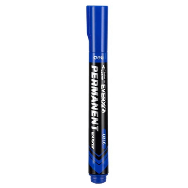 Marker permanent albastru, Deli, vârf rotund 2.5mm