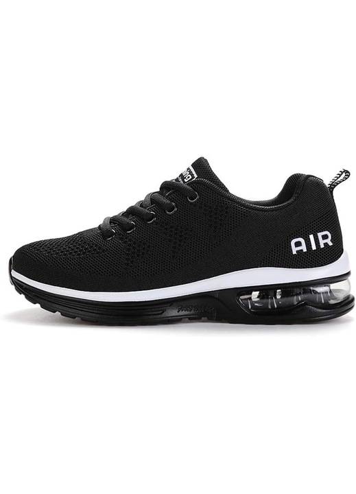 Pantofi sport unisex, cu perna de aer, Alb/Negru