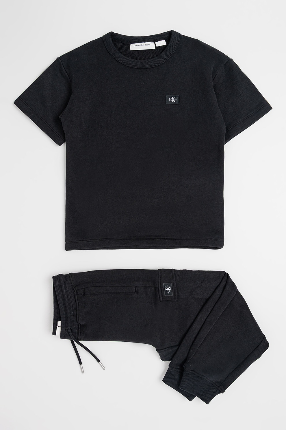 CALVIN KLEIN, Set de pantaloni de trening si tricou din bumbac, Negru, 164 CM