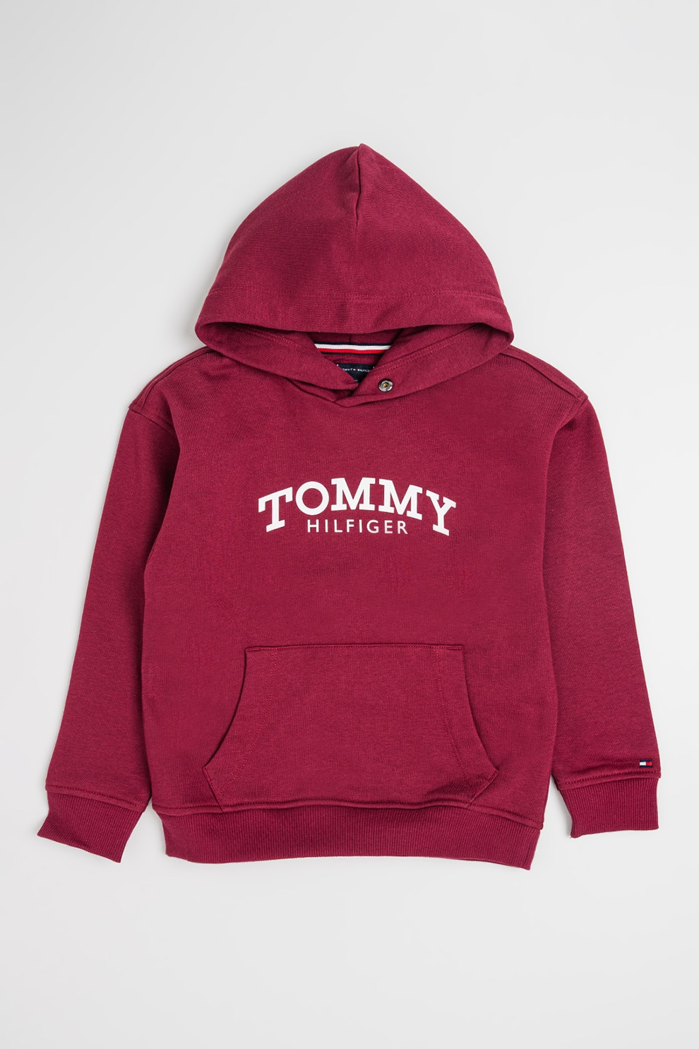 Tommy Hilfiger, Hanorac cu fermoar si imprimeu logo, Verde, Alb