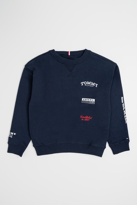 Tommy Hilfiger, Суитшърт с памук с лого, Тъмносин