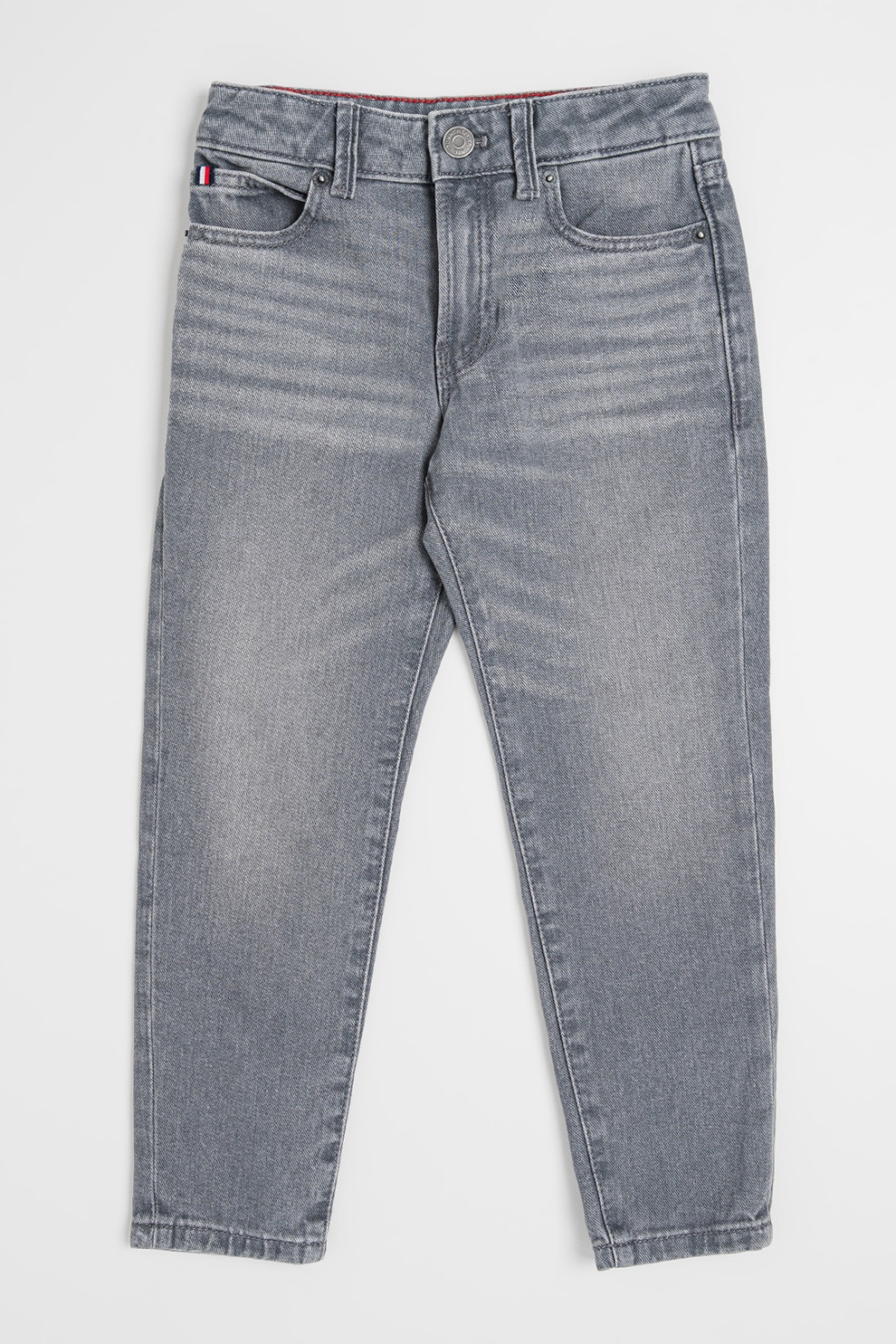 Tommy Hilfiger, Blugi drepti cu talie medie, Gri inchis, 164 CM