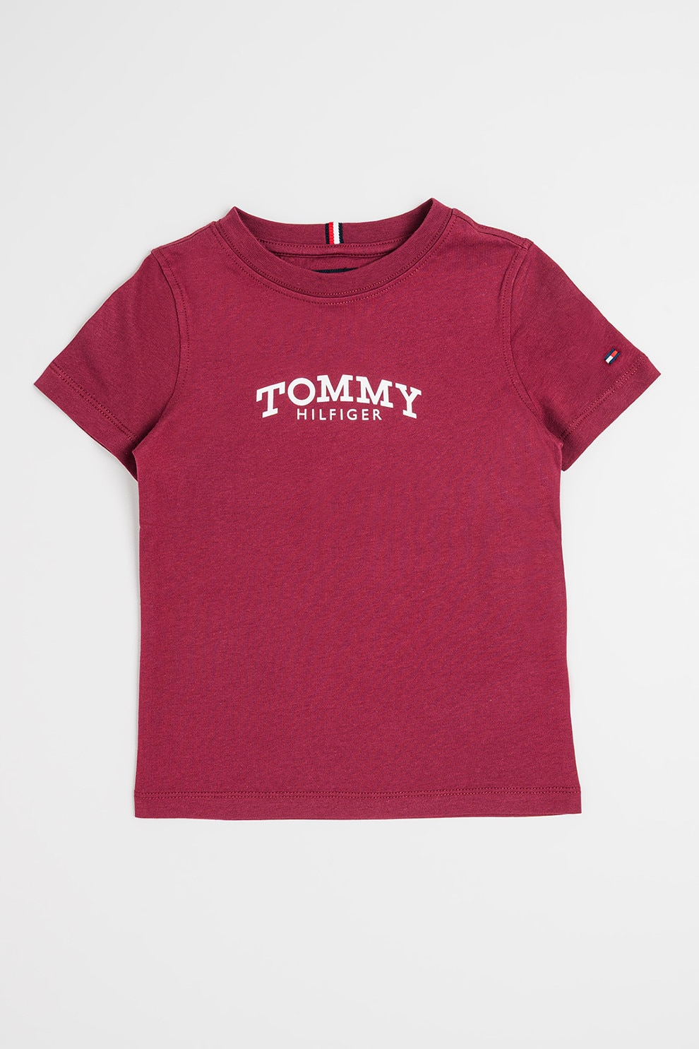 Tommy Hilfiger, Tricou regular fit cu imprimeu logo pe piept, Visiniu, 164 CM