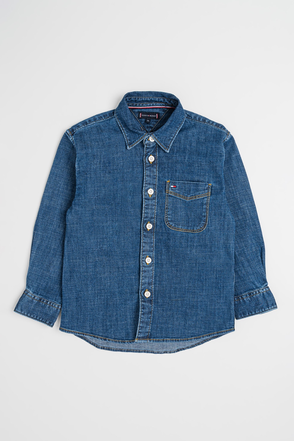 Tommy Hilfiger, Camasa relaxed fit de denim cu buzunar pe piept, Albastru inchis, 152 CM