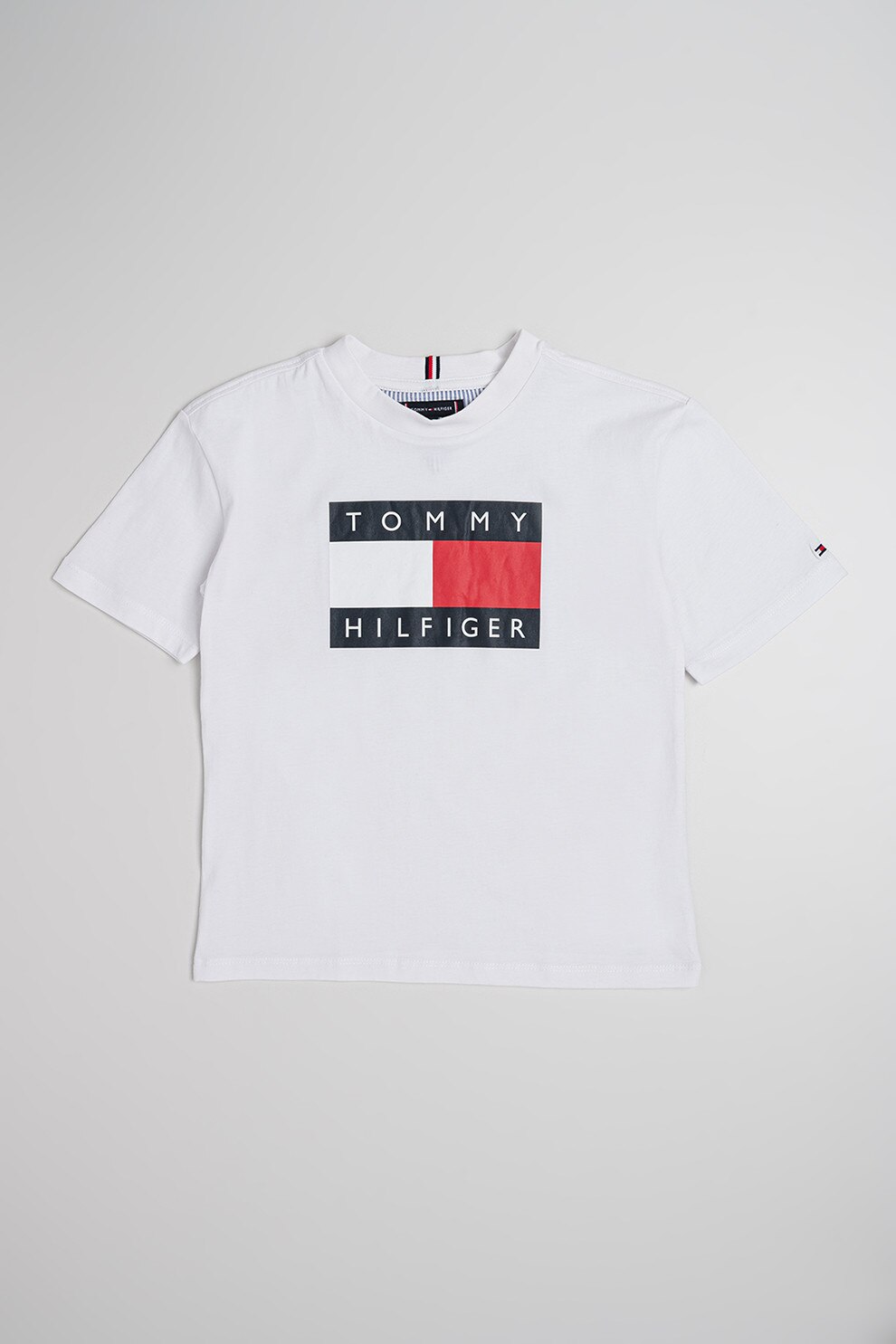 Tommy Hilfiger, Tricou cu imprimeu logo Heritage, Alb optic, 140 CM