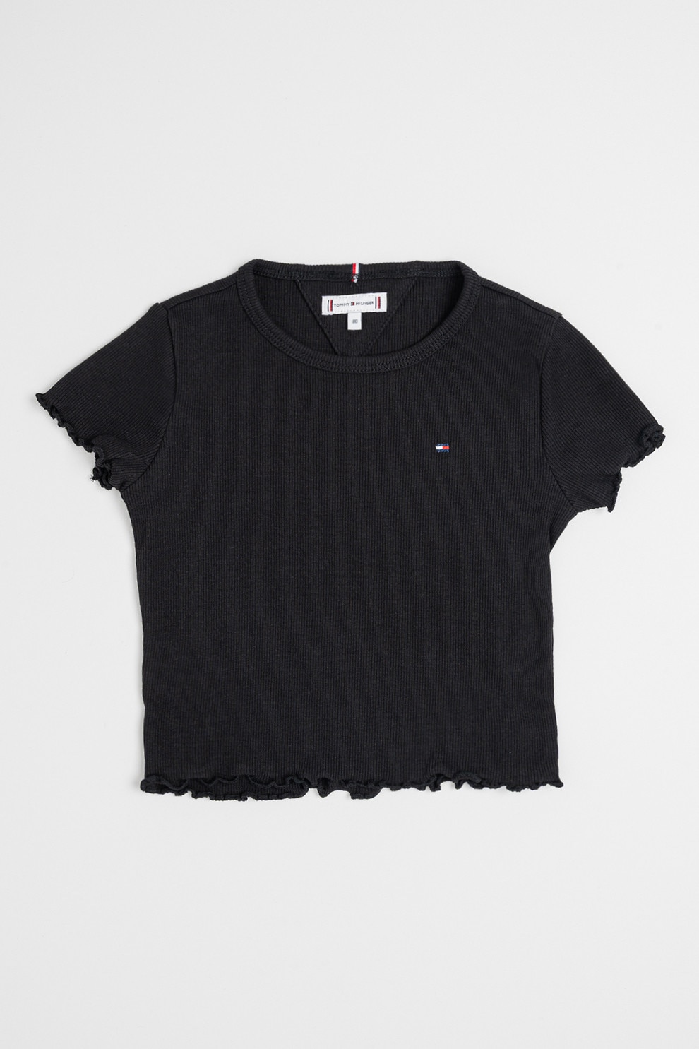 Tommy Hilfiger, Tricou crop slim fit Essential, Negru, 164 CM