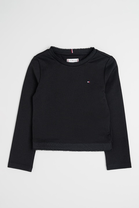Tommy Hilfiger, Блуза с лого, Черен