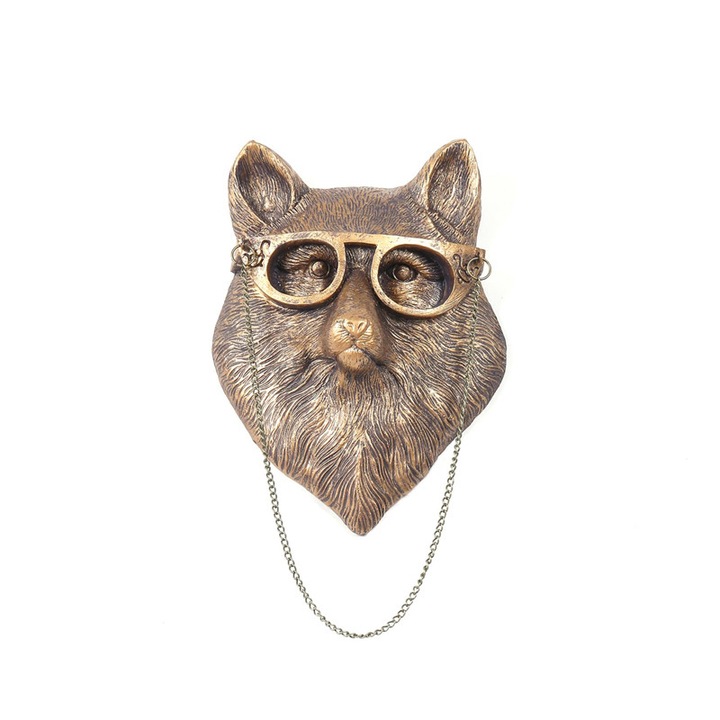 Decoratiune de perete cu cap de vulpe, sculptura din rasina a unui animal, decoratie artistica pentru cadouri in living, dormitor sau birou